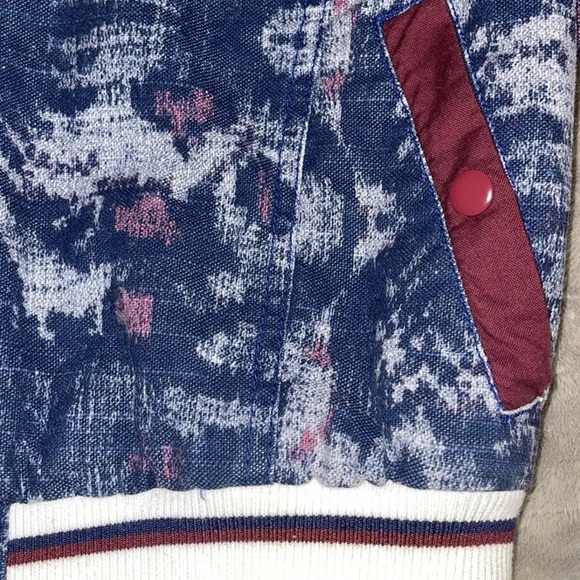 Free People Women's Bomber Jacket Size XS Varsity Chambray Print We The Free - Picture 5 of 10